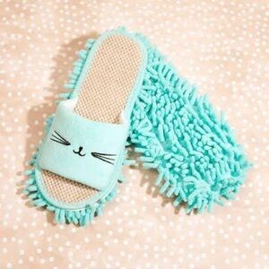 NWT Cat Lady Box Teal Meowy Mop Slippers - One Size